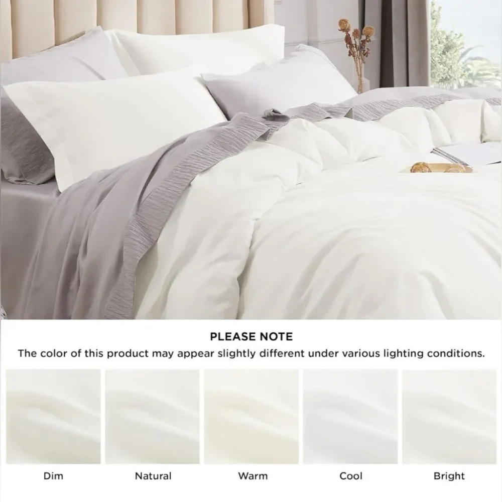 Duvet Cover Set Bedsure Solid Ivory - Queen Size